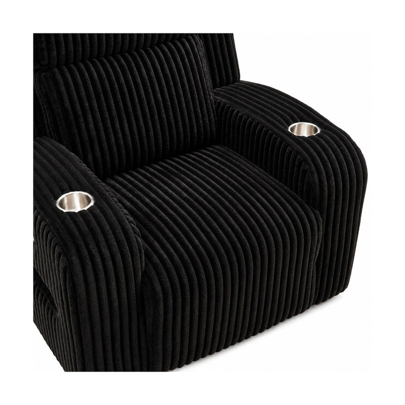 Power Recliner With Cup Holders And Ambient LED Lighting - Black