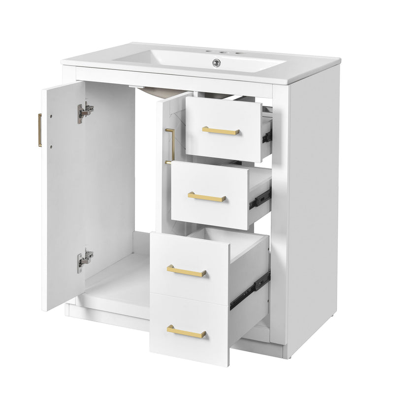 Bathroom Vanity With Sink, Storage Cabinet, Freestanding Set With 3 Drawers & Soft Closing Doors