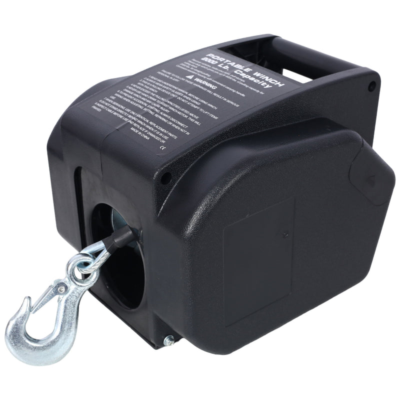 Reversible Electric Trailer Winch For Boats Up To 5000 Lbs With Galvanized Wire Rope And Casing - Black
