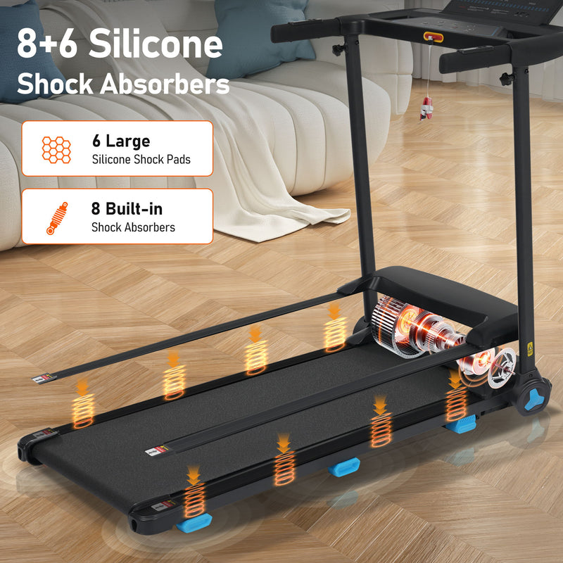 Folding Treadmills For Home Small, 3.0Hp Portable, 10Mph Walking Pad With Incline, Bluetooth, Heart Rate Sensors, Charge Station - Black