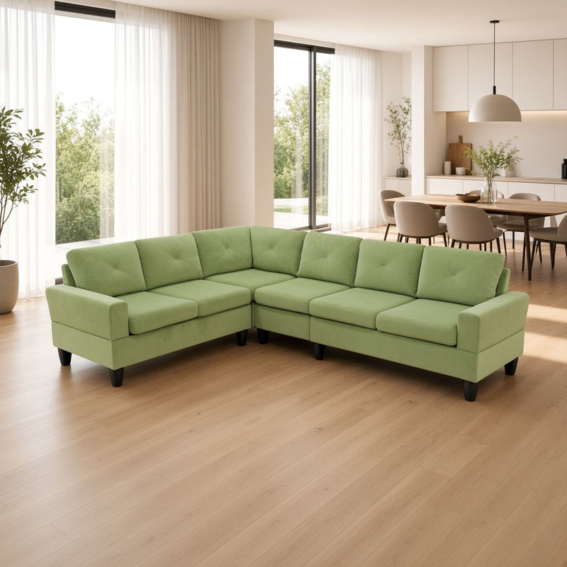 Modular L - Shaped Sectional Sofa 6 Seater 4 Piece Couch With Chaise