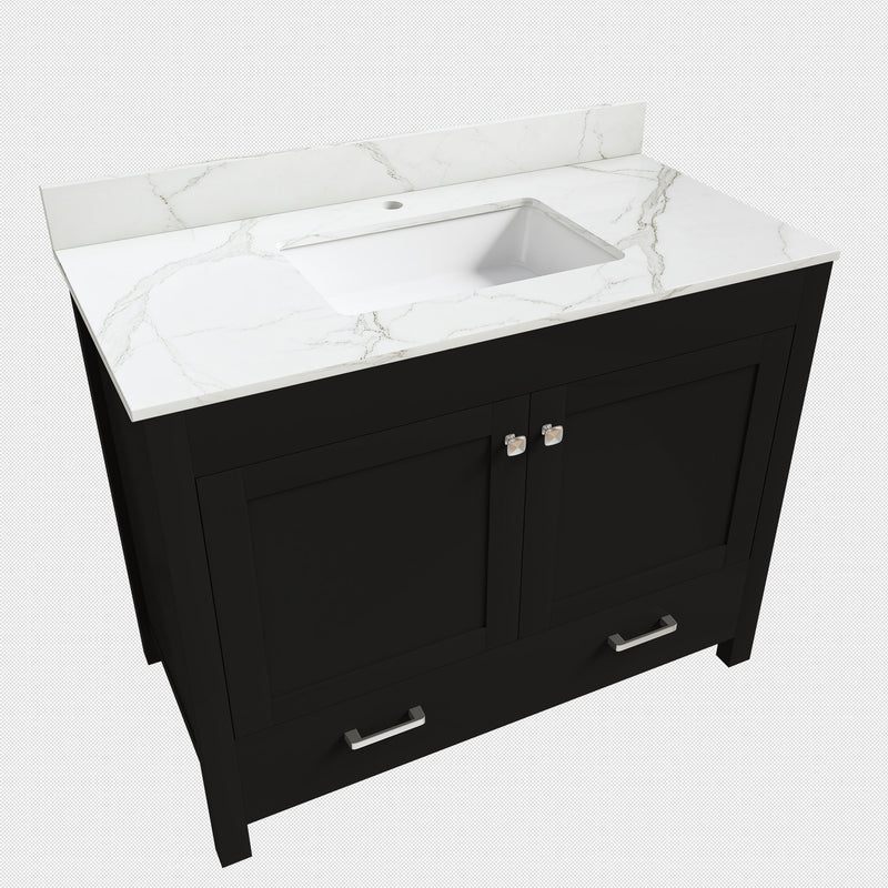 Bathroom Vanity Set, Fluted Cabinet, Soft Close Doors & Drawers - Black