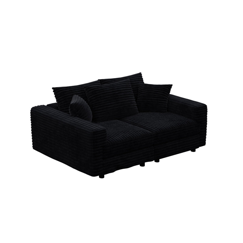 Deep Seat Convertible Sofa With Soft Pillows And Ottomans