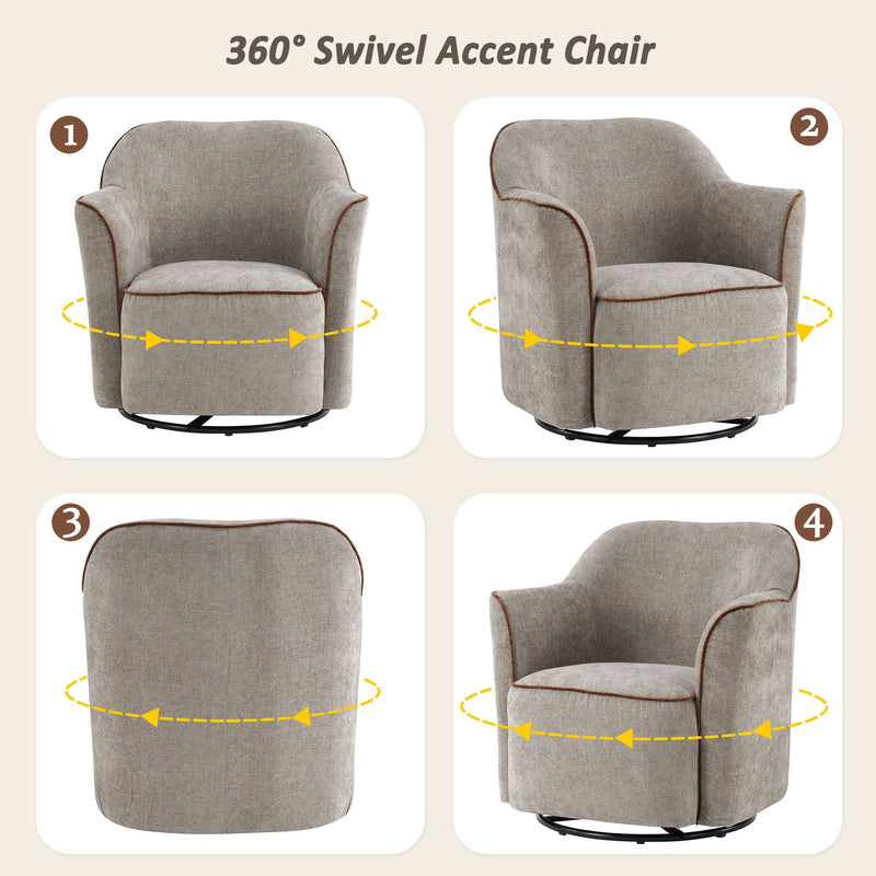360° Swivel Accent Chair With Flared Arms