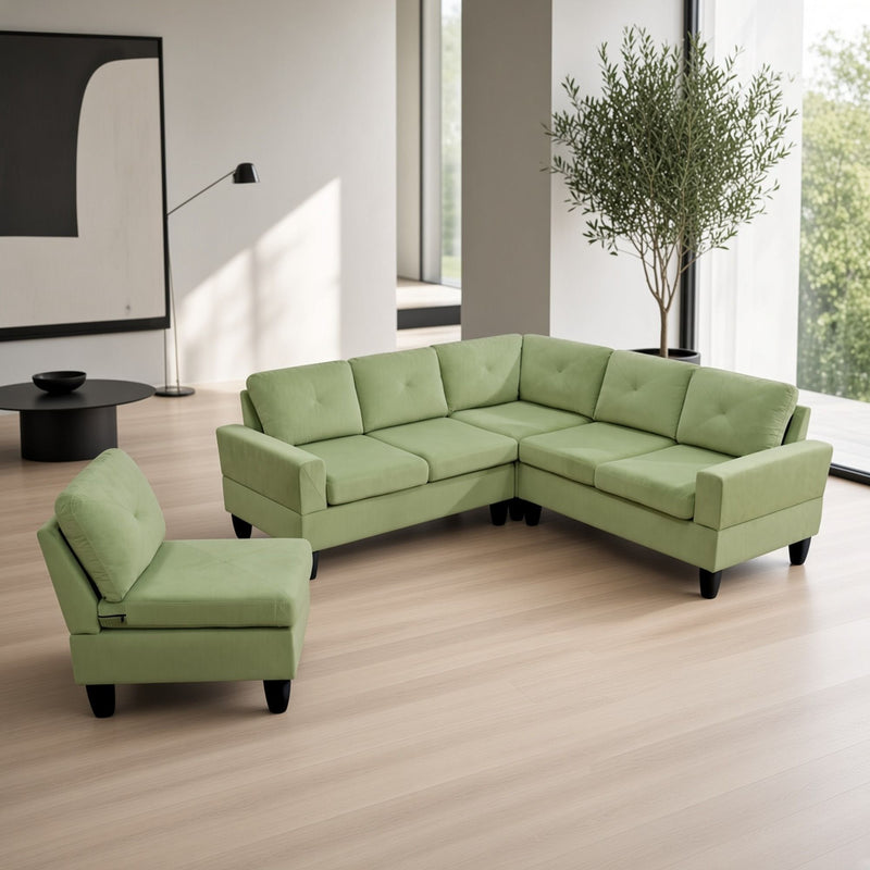 Modular L - Shaped Sectional Sofa 6 Seater 4 Piece Couch With Chaise
