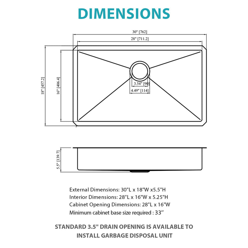 Undermount Sink, Low Depth Single Bowl