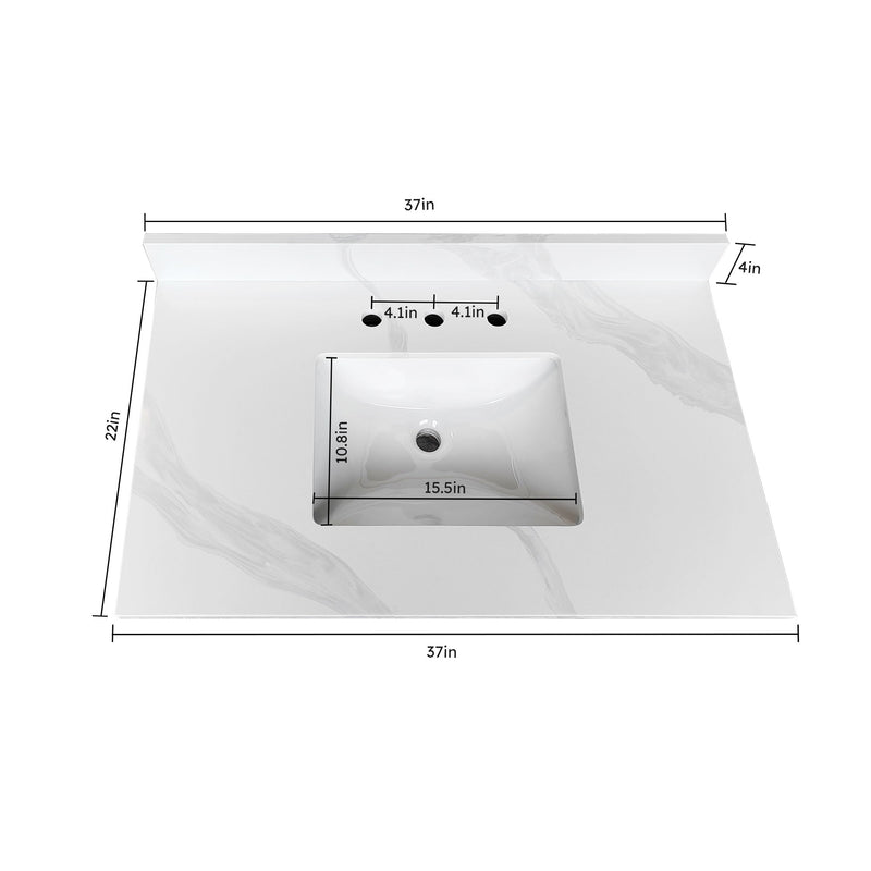 Bathroom Vanity Top With Undermount Sink, 3 Pre Drilled Holes