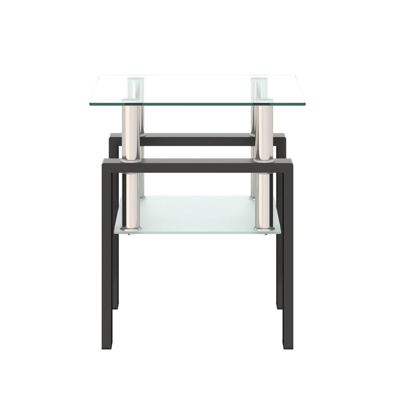 Modern Tempered Glass Tea Table, End Square Table For Living Room