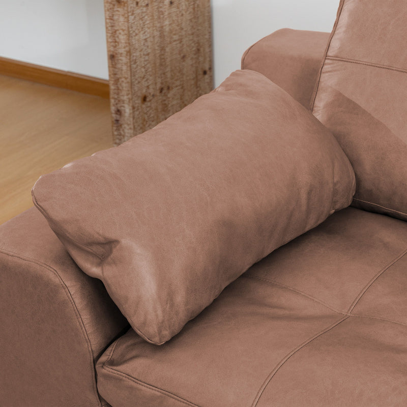 L - Shaped Modular 2 Seater Sofa With Movable Ottoman And High Density Sponge Cushions For Living Room