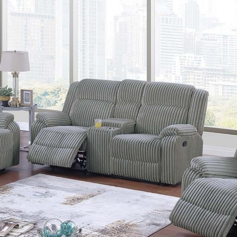 Motion Loveseat With Console Reclining Couch Plush Textured Seat - Smoke