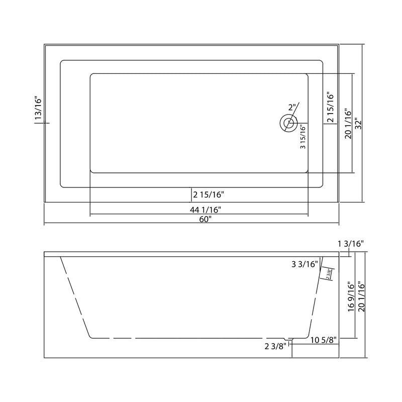Alcove Soaking Bathtub With Skirt - Back - To - Wall Design - Glossy White