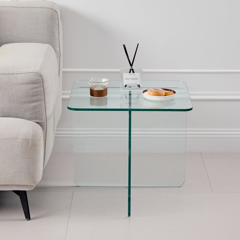 Modern Transparent Tempered Glass Sidetable