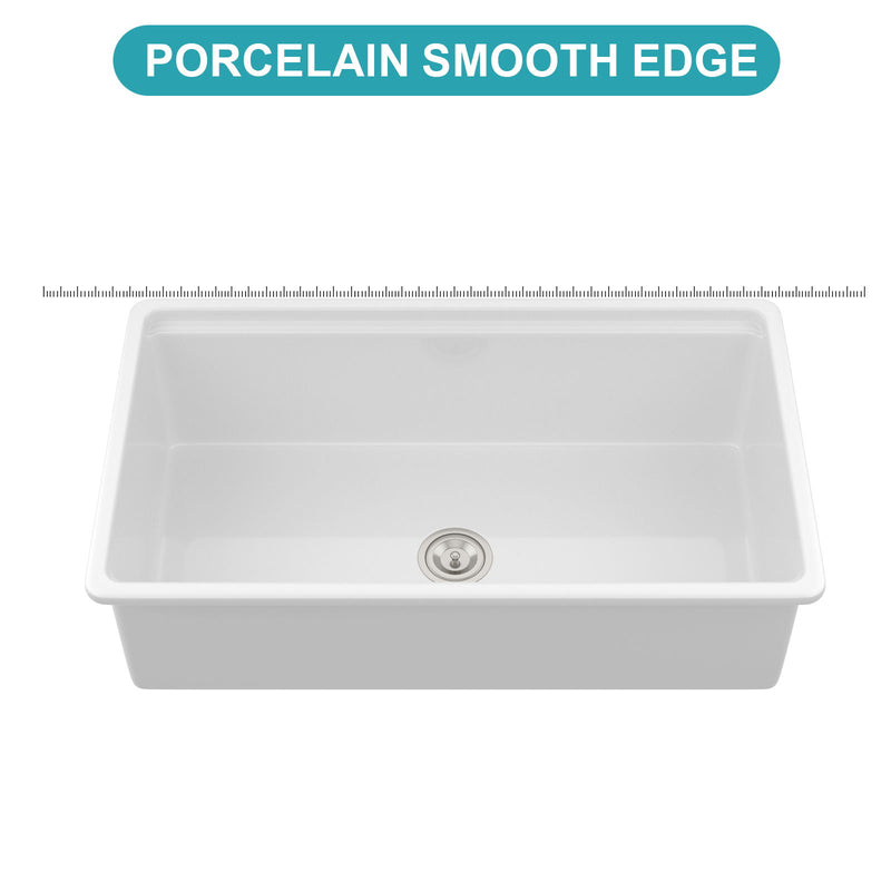 Undermount Workstation Single Bowl Porcelain Ceramic Kitchen Sink