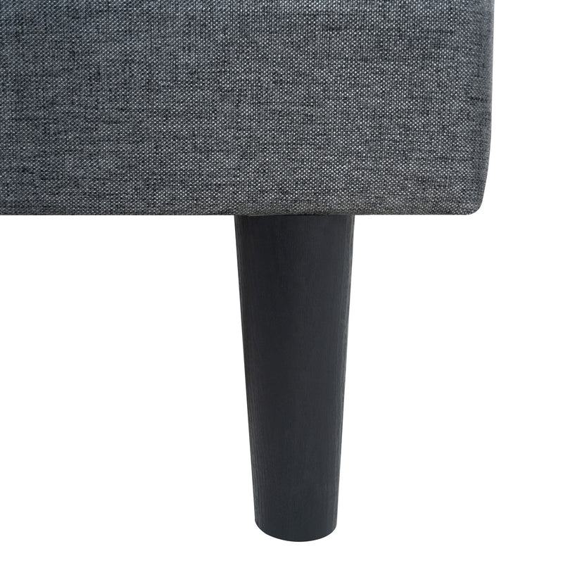Queen Size Upholstered Platform Bed Frame With Button Tufted Linen Fabric Headboard - Dark Gray