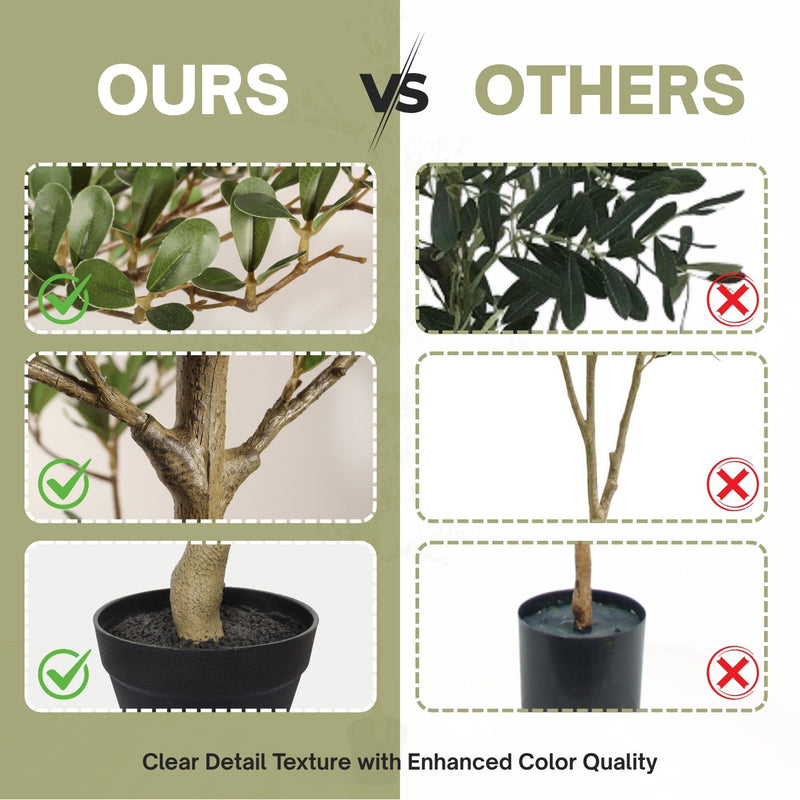 7Ft Artificial Olive Tree With Pot, Realistic Tall Fake Plant For Indoor Decoration - Green Leaves