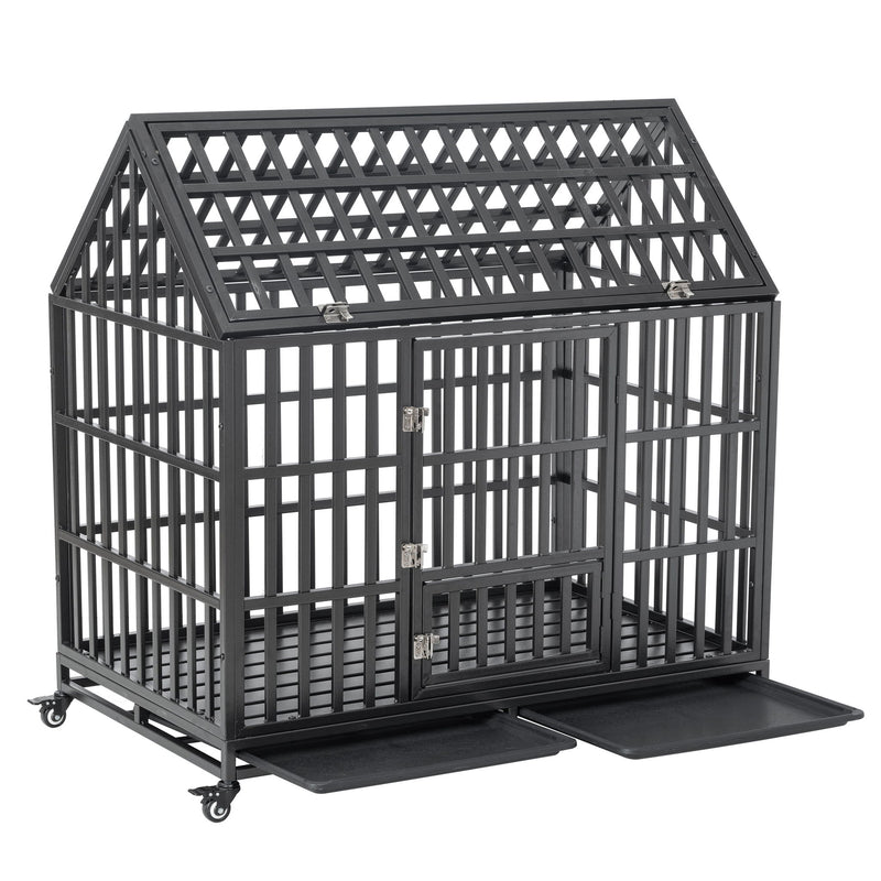 Heavy Duty Dog Crate Lockable Wheels