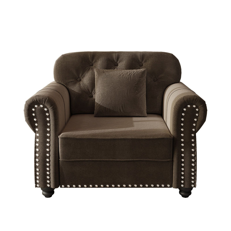 Sofa With Nailhead Trim And Rolled Armrests