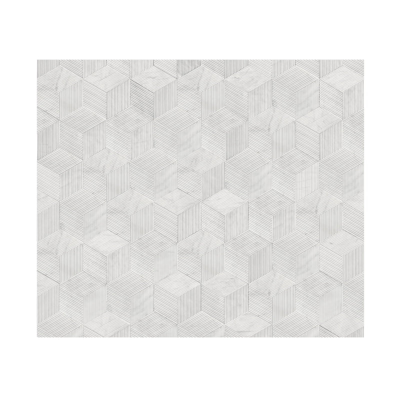Hexagon Natural Stone Marble Tile, 3D Fluted (Set of 12)