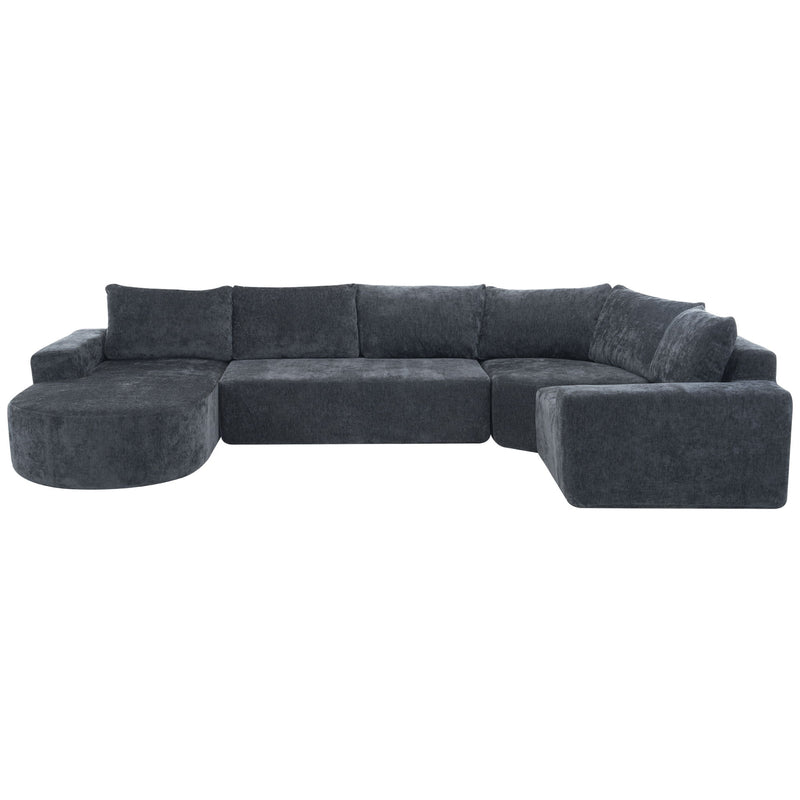 U-Shaped Oversized Modular Cloud Sectional Sofa With Deep Seat For Living Room