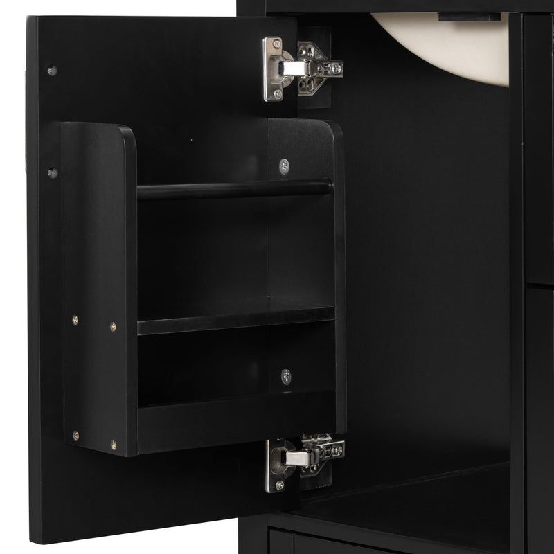 Bathroom Vanity With Sink, Soft-Close Doors, Double-Layer Shelf And 3 Drawers