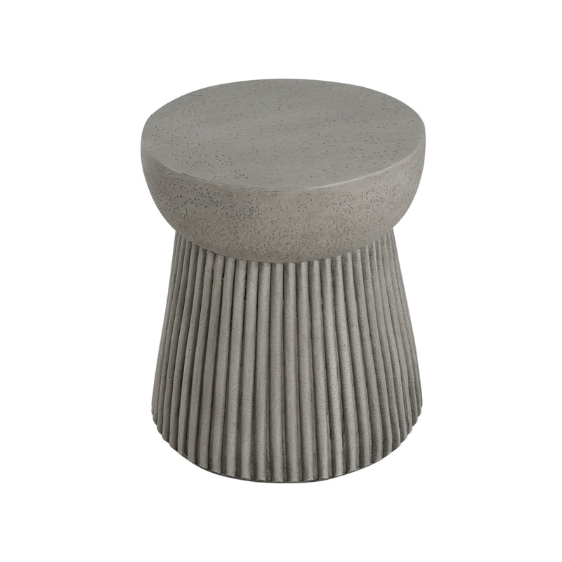 Modern Outdoor Lightweight Concrete Side Table With Hourglass Design - Light Gray
