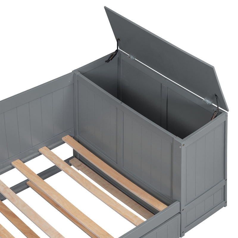 Daybed With Storage Arms, Trundle And Charging Station