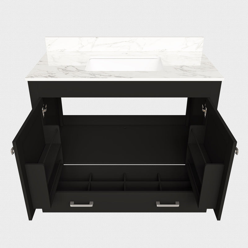 Bathroom Vanity Set, Cabinet With Doors & Drawers, Single Faucet Hole - Black
