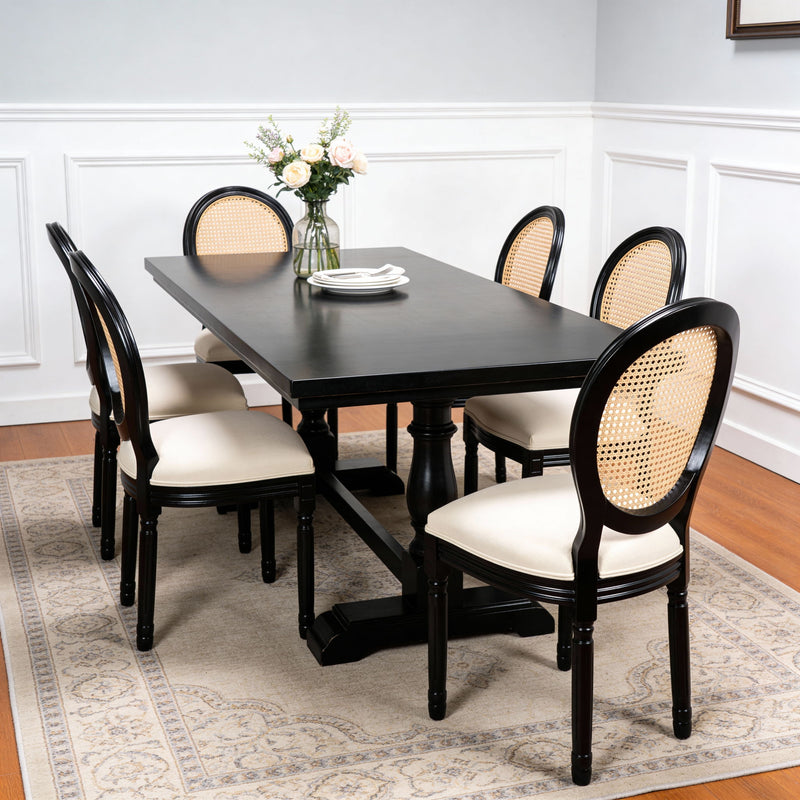 Dining Chairs, Upholstered With Round Back (Set of 2) - Black