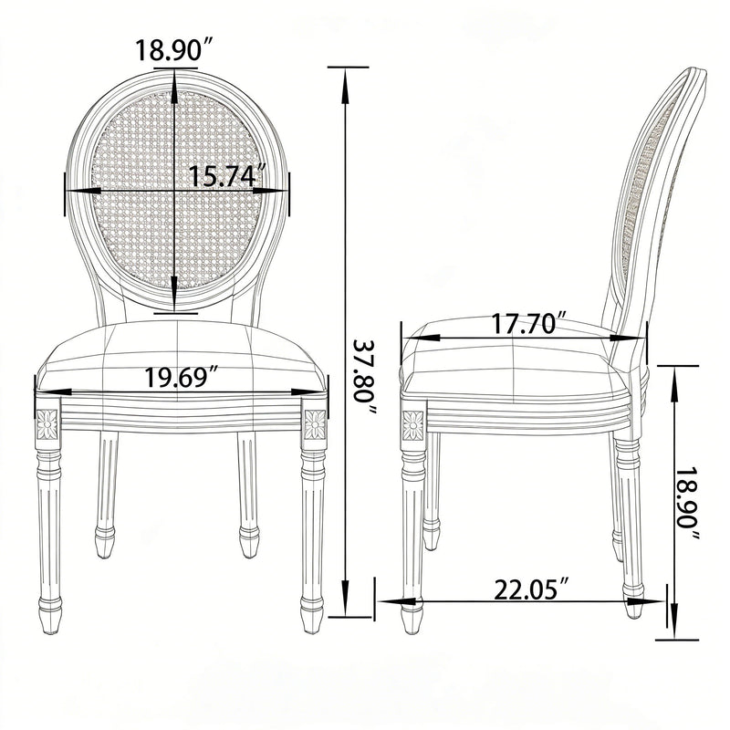 Dining Chairs, Upholstered With Round Back (Set of 2) - Gray