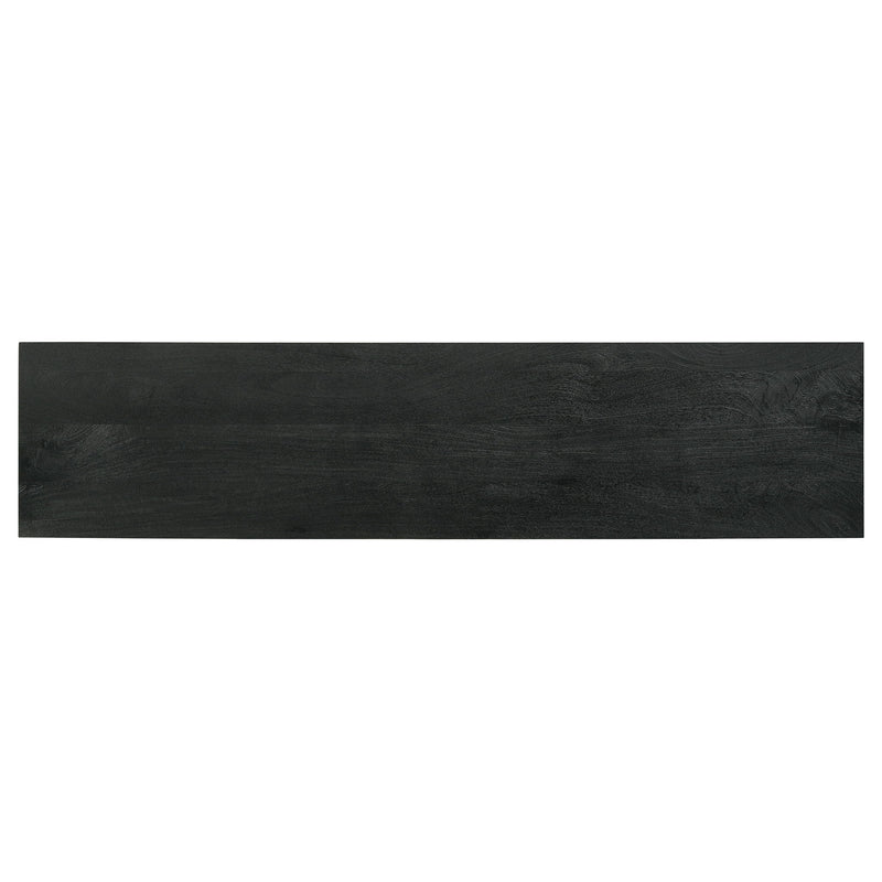 Manaya - 2 Door Stand With Open Shelving And Hidden Storage - Charcoal Black