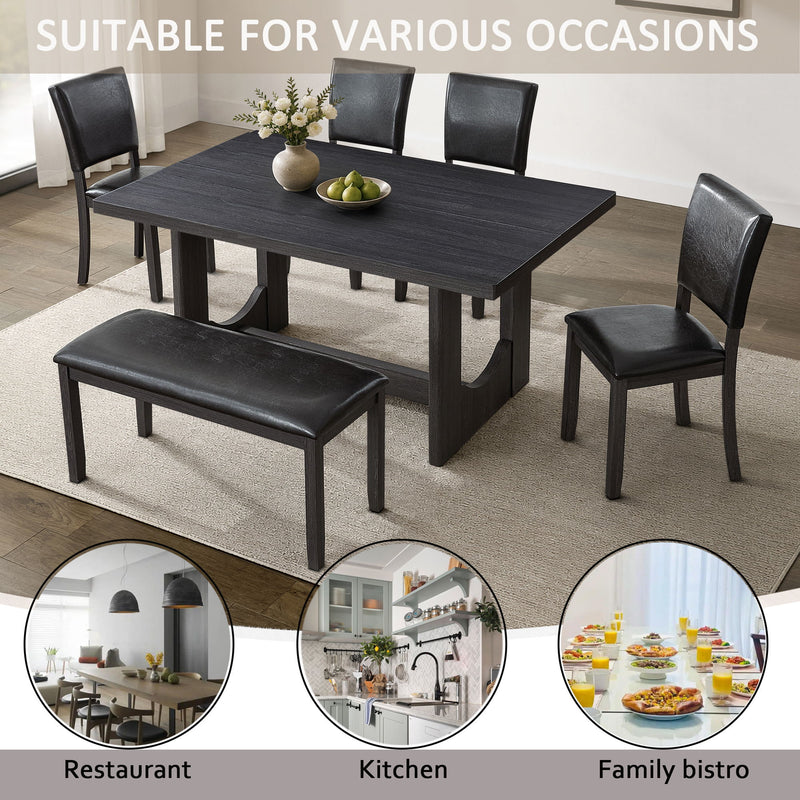 Dining Table Set, Rectangular Kitchen Table With Upholstered Chairs