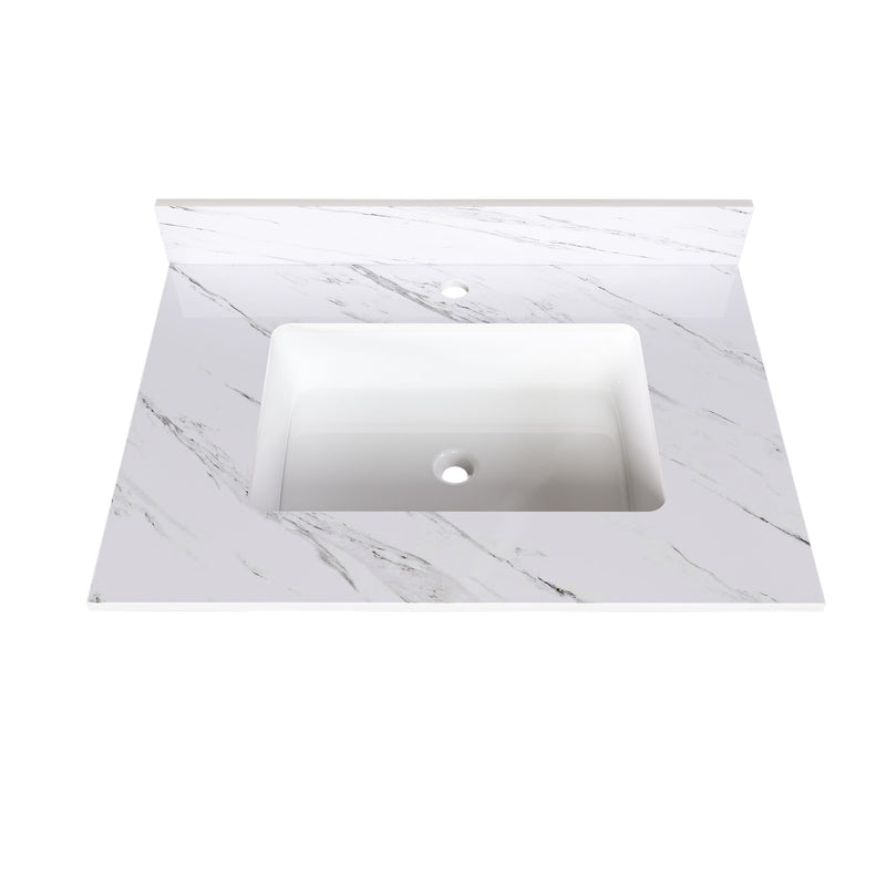 Bianco Carrara Venato Marble Vanity Top With Pre Drilled Faucet Hole And Undermount Sink