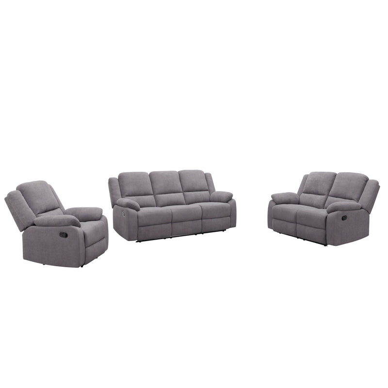 3 Piece Reclining Sofa Set With 150° Deep Recline, 3 Seat Couch, Loveseat & Single Recliner - Gray
