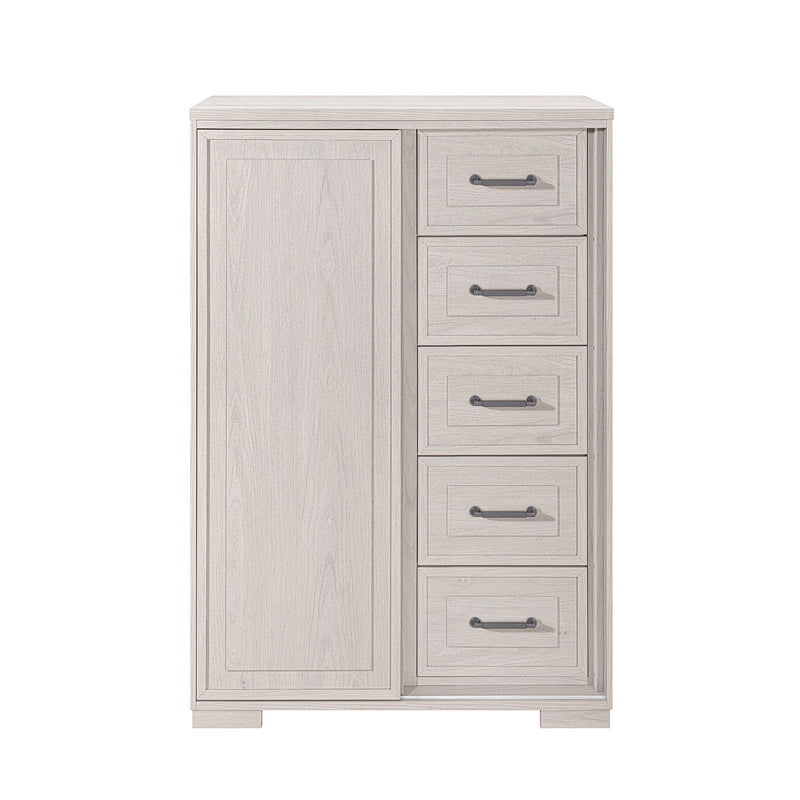 Ciara - King 5 Piece Bedroom Set With LED Lighting, Clean Lines And Upholstered Mirror - Beige