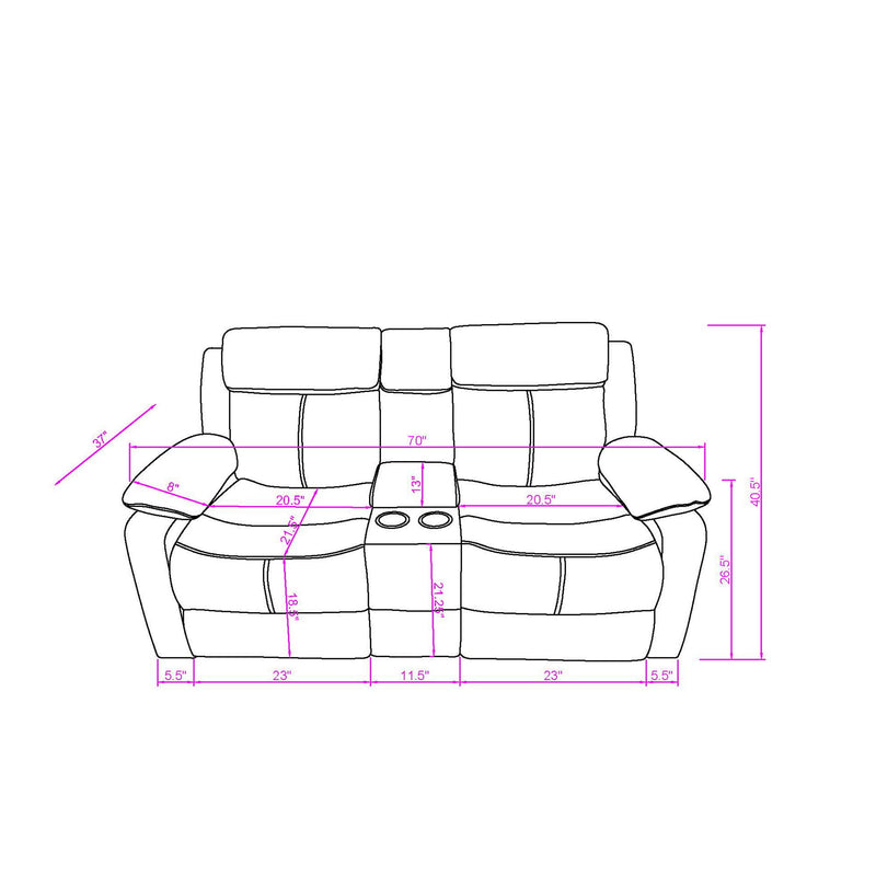 Blanche - Console Reclining Loveseat With LED Lights And Speakers