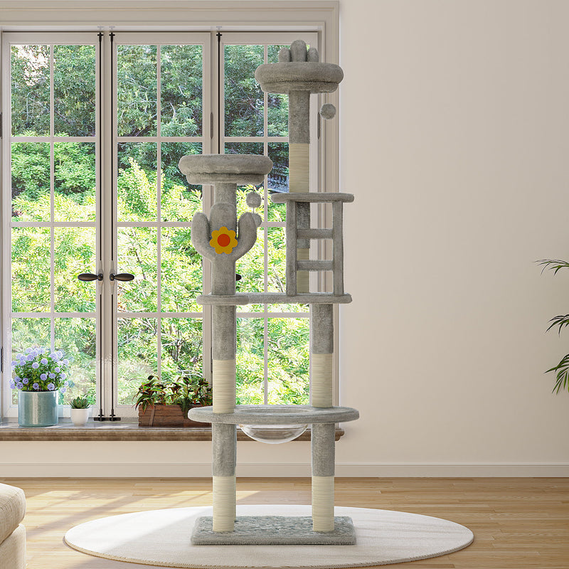Cactus Cat Tree With Transparent Capsule