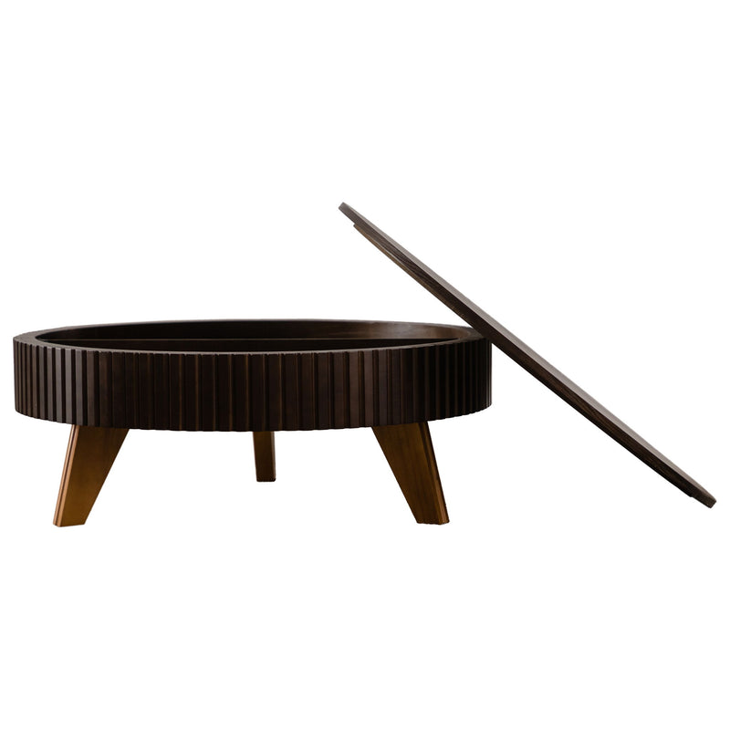 Round Retro Coffee With Solid Wood Legs