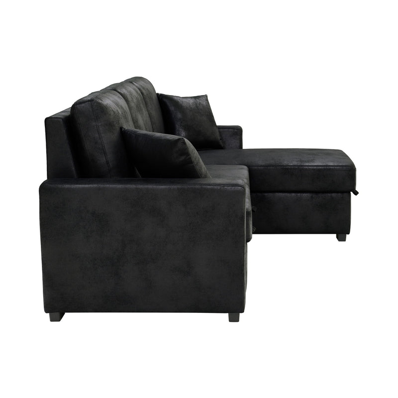 Upholstered Sectional With Pull-Out Bed And Chaise Storage
