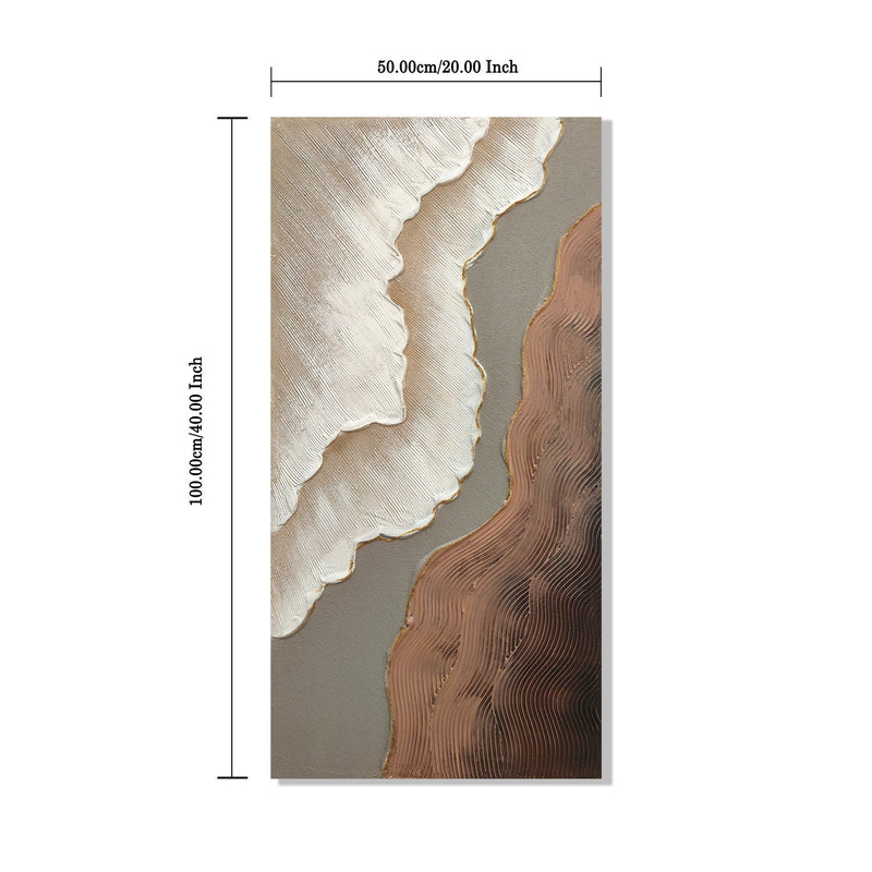 Abstract Wall Art, Textured Canvas Painting With Accents, Decor For Living Room (Set of 2) - Antique Brown / White