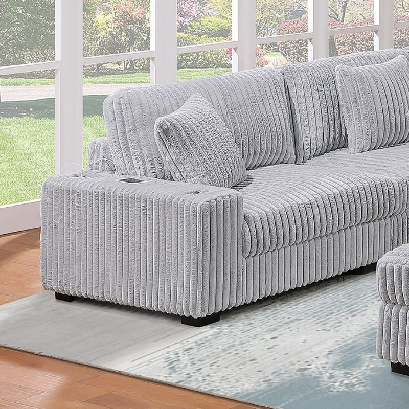 Contemporary Style Modular Sectional Sofa Set With USB, Cup Holder