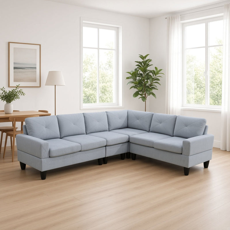 Modular L - Shaped Sectional Sofa 6 Seater 4 Piece Couch With Chaise