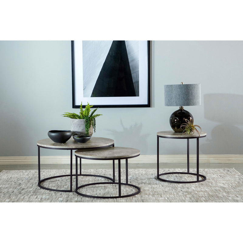 Hanover - 2 Piece Round Nesting Coffee Tables - Gray