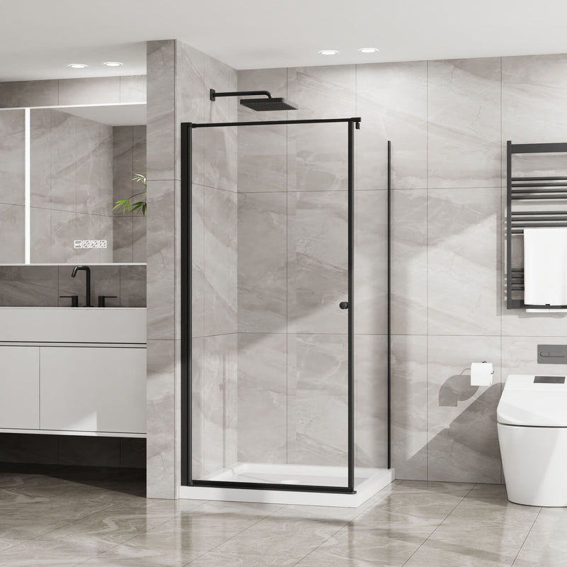 Goodyo - Frameless Corner Shower Door - Matte Black