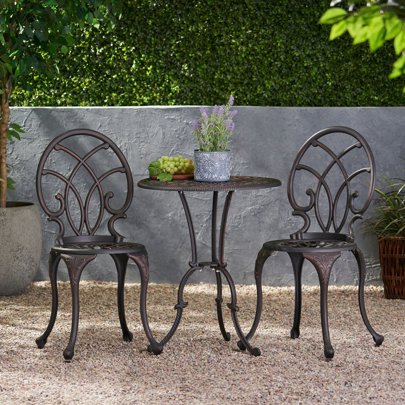 Charleston 3 Pieces Cast Bistro Set - Copper