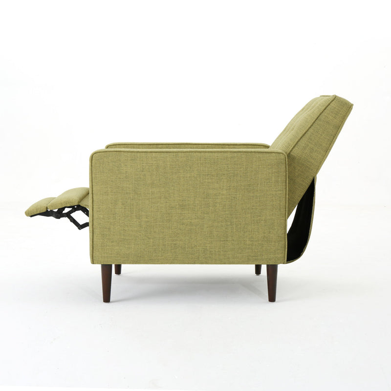 Mid-Century Modern Recliner With Button Tufted Waffle Stitch