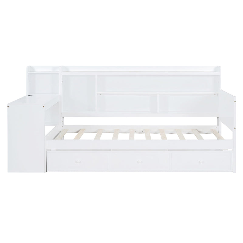 Daybed With 3 Drawers USB Ports And Desk