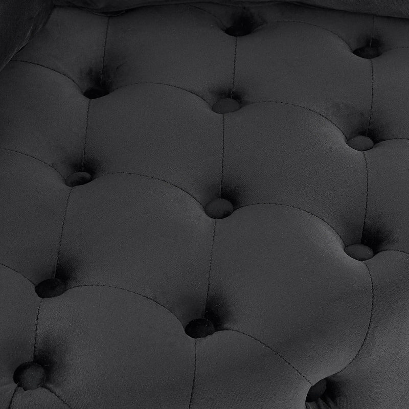 Modern Upholstered Swivel Chair With Button Tufted Design And Movable Wheels