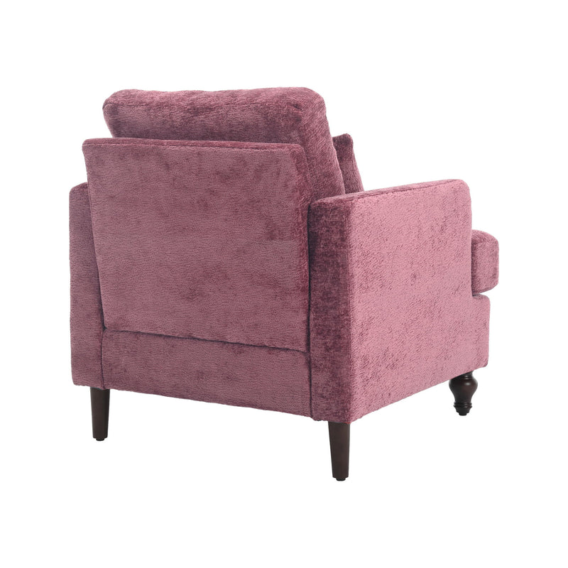 Modern Mid Century Wood Frame Armchair With Tufted Design