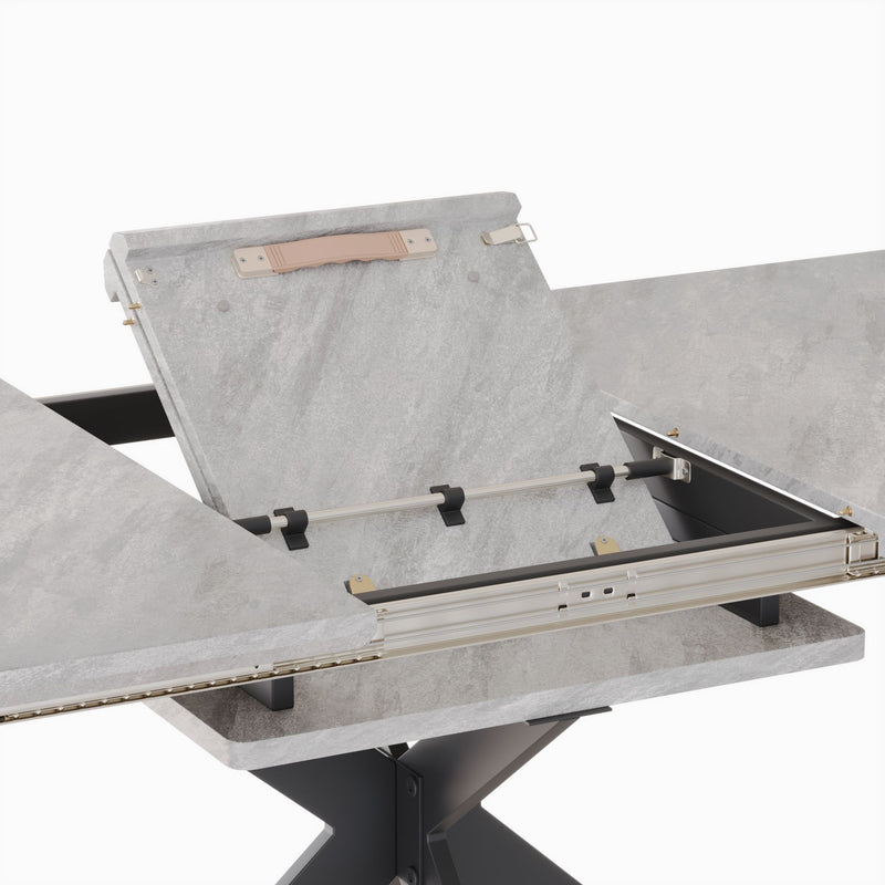 Modern Extendable Dining Table Set For 6 - 8 - Black / Gray
