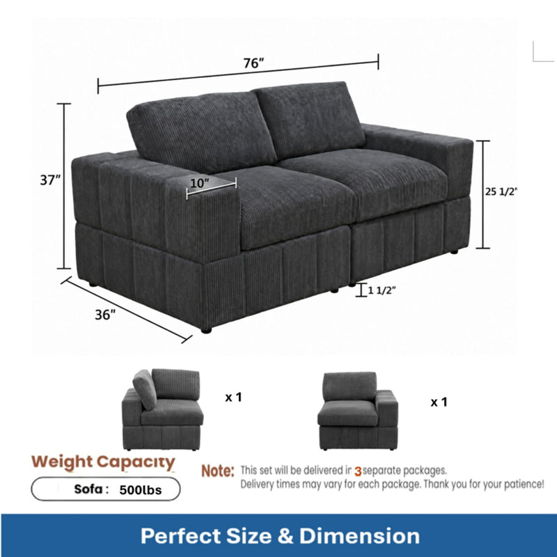 Oversized Modular Loveseat Set